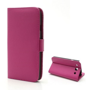 Litchi Texture Leather Wallet Cover with Stand for LG Optimus G Pro E985 F240 F240K - Rose