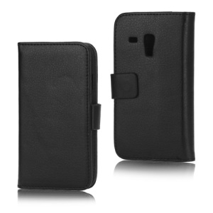 Litchi Leather Stand Case Diary Wallet for Samsung Galaxy S III / 3 Mini I8190 - Black