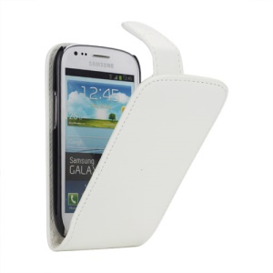 Premium Vertical Magnetic Leather Case for Samsung Galaxy S III / 3 Mini I8190 - White
