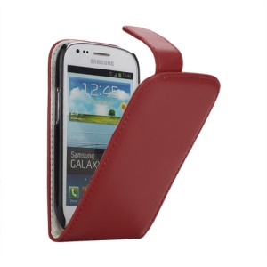 Premium Vertical Magnetic Leather Case for Samsung Galaxy S III / 3 Mini I8190 - Red