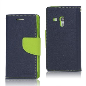 Mercury Fancy Diary Leather Wallet TPU Case for Samsung Galaxy S III / 3 Mini I8190 - Green / Dark Blue