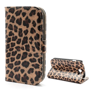 Leopard Card Slots Leather Stand Case Cover for Samsung Galaxy Express I8730