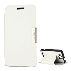 Slim Folio Leather Case with Stand for Samsung Ativ S I8750 - White