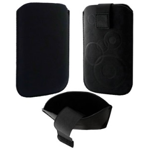 Simple Leather Case Pouch with Pull Tab for Samsung I8910 Omnia HD