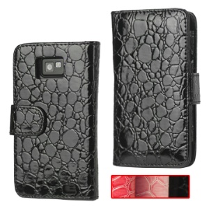Wallet Style Croco Leather Case with Magnetic Flip for Samsung I9100 Galaxy S 2