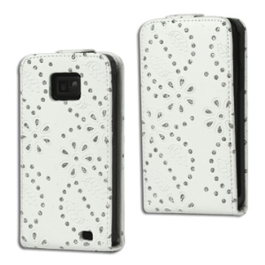 Flashlight Powder Vertical Leather Case for Samsung I9100 Galaxy S 2