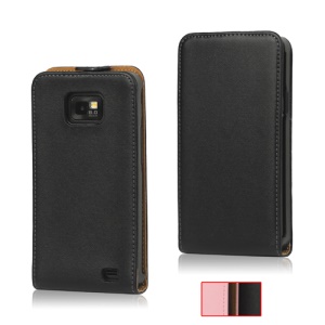 Premium Genuine Split Leather Flip Case for Samsung I9100 Galaxy S2 / II