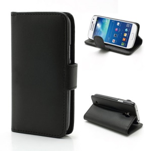 Leather Wallet Case Cover w/ Holder for Samsung Galaxy S IV S4 mini I9190 I9192 I9195 - Black