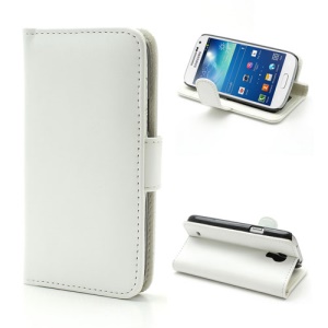 Leather Wallet Case Cover w/ Holder for Samsung Galaxy S IV S4 mini I9190 I9192 I9195 - White