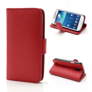 Wallet Leather Case Stand for Samsung Galaxy S4 mini I9190 I9192 I9195 - Red