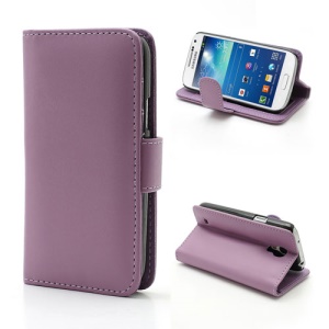 Wallet Leather Cover w/ Stand for Samsung Galaxy SIV mini I9190 I9192 I9195 - Purple