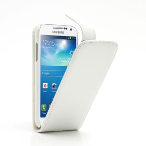 Vertical Magnetic Flip Leather Case for Samsung Galaxy S IV S4 mini I9190 I9192 I9195 - White