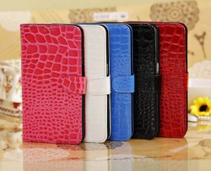 Samsung Galaxy Mega 6.3 I9200 I9208 Crocodile Skin Card Wallet Leather Case Stand