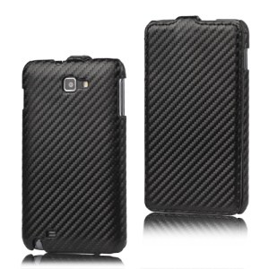 Carbon Fiber Vertical Leather Case for Samsung Galaxy Note I9220 GT-N7000 I717