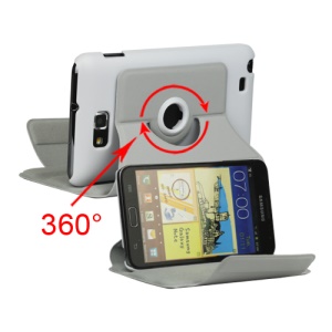 Rotary Leather Stand Case for Samsung Galaxy Note I9220 GT-N7000 I717 - White