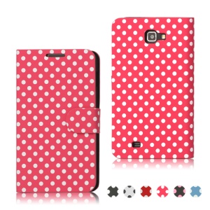 Dot Leather Wallet Stand Case for Samsung Galaxy Note I9220 GT-N7000 I717