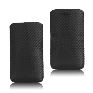 Carbon Fiber Pull Up Tab Leather Pouch for Samsung Galaxy S 3 / III I9300 I747 L710 T999 I535 R530
