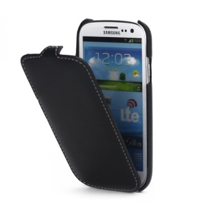 Luxury Melkco Vertical Style Leather Cover for Samsung Galaxy S 3 / III I9300 - Black