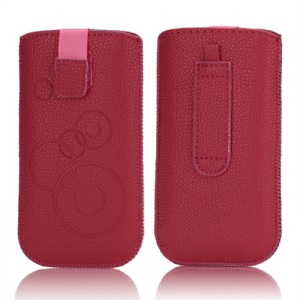 Circles Leahter Pouch Case with Pull Tab for Samsung Galaxy S3 III i9300 S4 i9500 i9250 LG E960 - Red