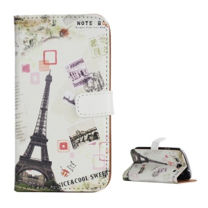 Eiffel Tower Postcard Design Card Holder Leather Stand Case for Samsung Galaxy S 3 / III I9300