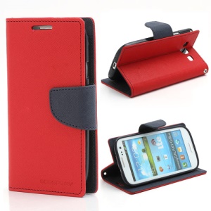 Mercury Fancy Diary Wallet Style Leather Stand Case for Samsung Galaxy S3 / III I9300 - Dark Blue / Red