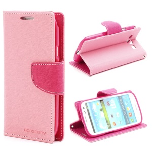 Mercury Fancy Diary Wallet Style Leather Stand Case for Samsung Galaxy S3 / III I9300 - Rose / Pink