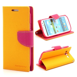 Mercury Fancy Diary Wallet Style Leather Stand Case for Samsung Galaxy S3 / III I9300 - Rose / Yellow