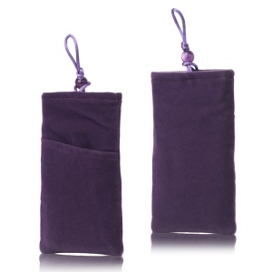 Plush Pouch Bag for Samsung Galaxy S 3 III i9300 S 4 IV i9500 i9505 Bead Button Closure - Purple
