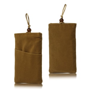 Plush Pouch Bag for Samsung Galaxy S 3 III i9300 S 4 IV i9500 i9505 Bead Button Closure - Brown