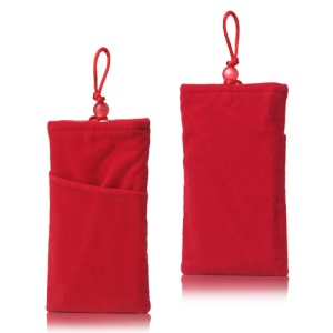 Plush Pouch Bag for Samsung Galaxy S 3 III i9300 S 4 IV i9500 i9505 Bead Button Closure - Red