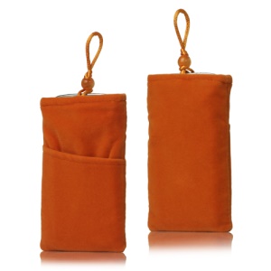 Plush Pouch Bag for Samsung Galaxy S 3 III i9300 S 4 IV i9500 i9505 Bead Button Closure - Orange