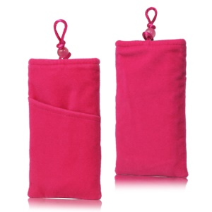 Plush Pouch Bag for Samsung Galaxy S 3 III i9300 S 4 IV i9500 i9505 Bead Button Closure - Rose