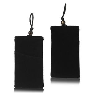 Plush Pouch Bag for Samsung Galaxy S 3 III i9300 S 4 IV i9500 i9505 Bead Button Closure - Black