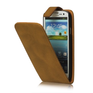 Antique Leather Flip Case for Samsung Galaxy S 3 / III I9300 I747 L710 T999 I535 R530 - Brown Beige