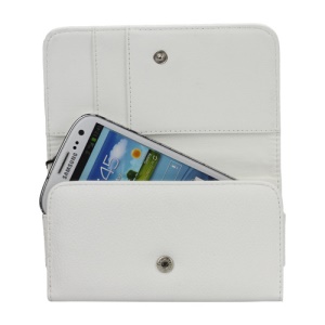 Litchi Leather Card Wallet Handbag Case Cover for Samsung Galaxy S3 S4 i9500 iPhone 5 - White