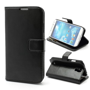 Crazy Horse Leather Wallet Case w/ Stand for Samsung Galaxy S4 IV i9500 i9505 - Black