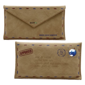 SAMDI Retro Envelope Postcard Pouch Leather Case for Samsung Galaxy S IV i9500 iPhone 5 BlackBerry Z10, Size:14.5cm x 8.3cm