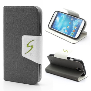 Slim TPU Holder PU Leather Wallet Case w/ Stand for Samsung Galaxy S4 IV i9500 i9505 - Grey