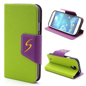 Slim TPU Holder PU Leather Wallet Case w/ Stand for Samsung Galaxy S4 IV i9500 i9505 - Green