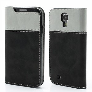 Two-tone Card Slots Wallet Leather Case for Samsung Galaxy S4 IV i9500 i9502 i9505 - Grey / Black