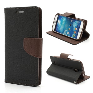 Mercury Fancy Diary Stand Leather Wallet Case for Samsung Galaxy S4 IV i9500 i9502 i9505 - Coffee / Black