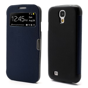 Magnetic Wake Up Sleep Leather Case Smart Cover for Samsung Galaxy S IV S4 i9500 i9505 - Dark Blue