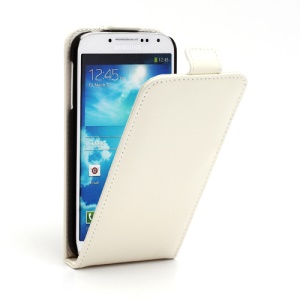Superb Vertical Flip Genuine Leather Case Cover for Samsung Galaxy S4 IV i9500 i9502 i9505 - White