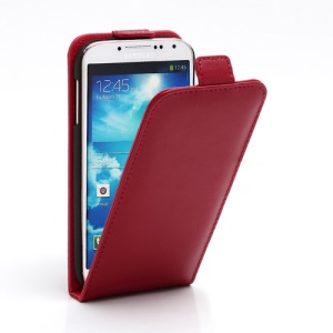 Superb Vertical Flip Genuine Leather Case Cover for Samsung Galaxy S4 IV i9500 i9502 i9505 - Red