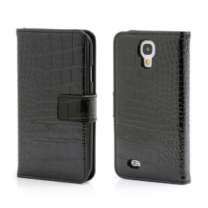 Crocodile Skin Real Genuine Leather Wallet Case for Samsung Galaxy IV S4 i9500 i9502 i9505 - Black