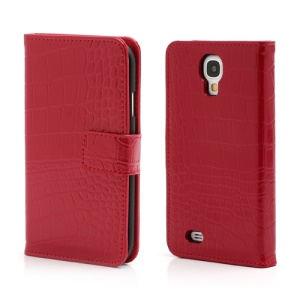 Crocodile Skin Real Genuine Leather Wallet Case for Samsung Galaxy IV S4 i9500 i9502 i9505 - Red