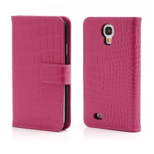 Crocodile Skin Real Genuine Leather Wallet Case for Samsung Galaxy IV S4 i9500 i9502 i9505 - Rose