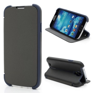Twill Grain Creative Stand PU+PC Folio Leather Case for Samsung Galaxy S IV S4 i9500 i9502 i9505 - Black