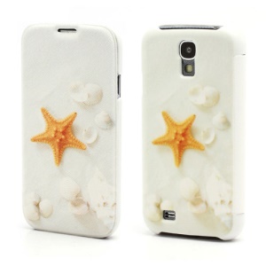 White Sea Star Folio Leather Wallet Case Hard Back Cover for Samsung Galaxy S IV S4 i9500 i9502 i9505