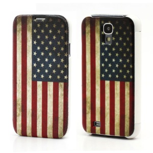 Retro American Flag Leather Flip Case Wallet Hard Back Cover for Samsung Galaxy S IV S4 i9500 i9502 i9505